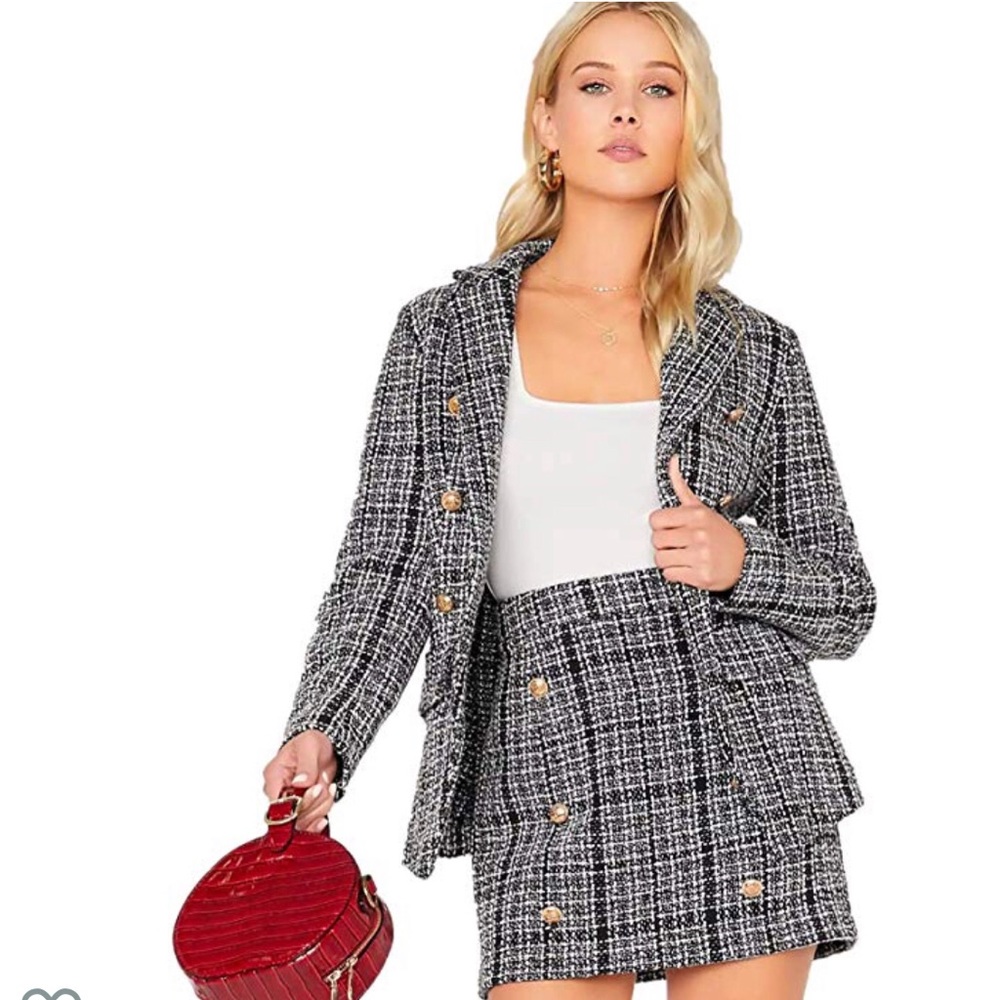 Matching Plaid Blazer and skirt set